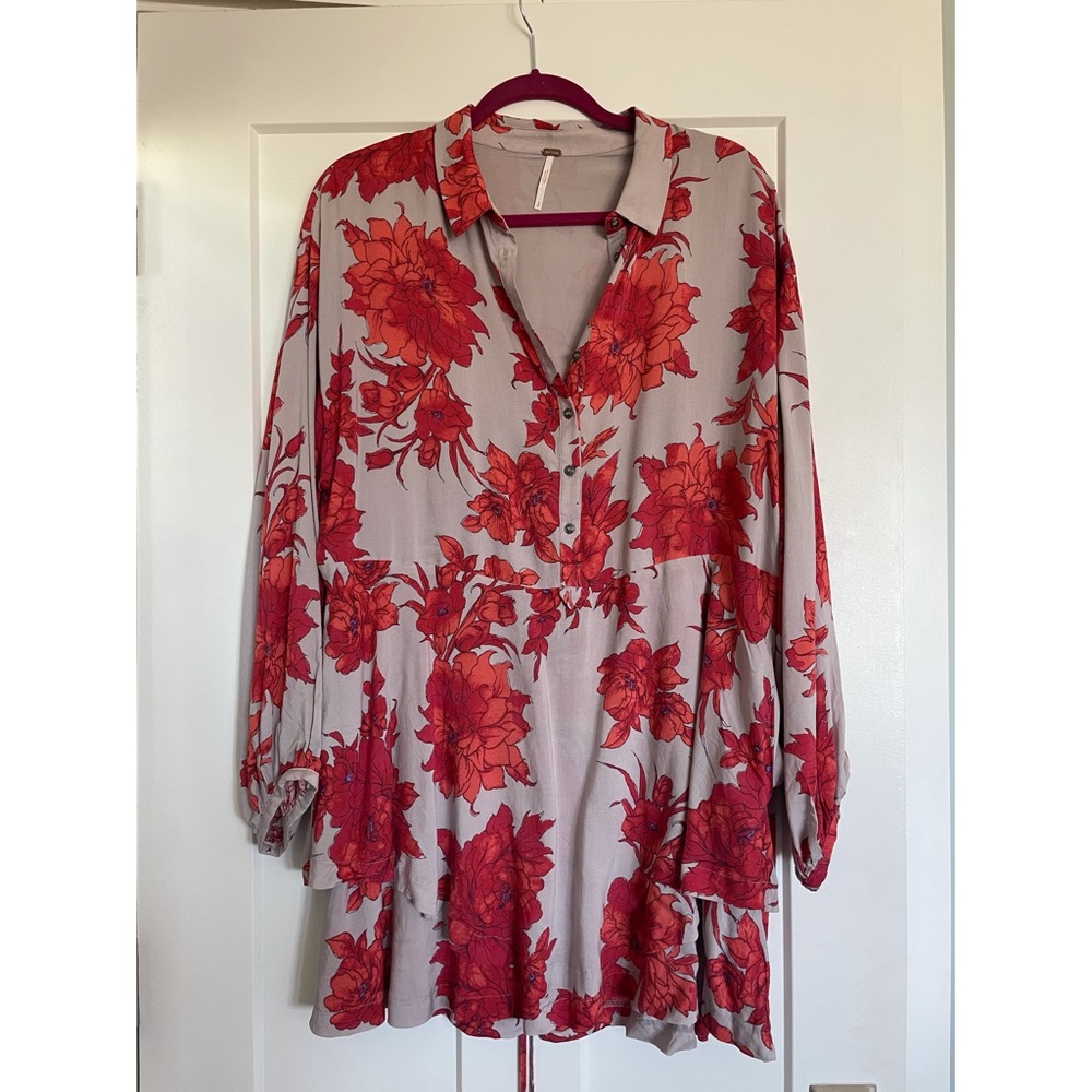 Free People Flowy Collared dress with drawstring